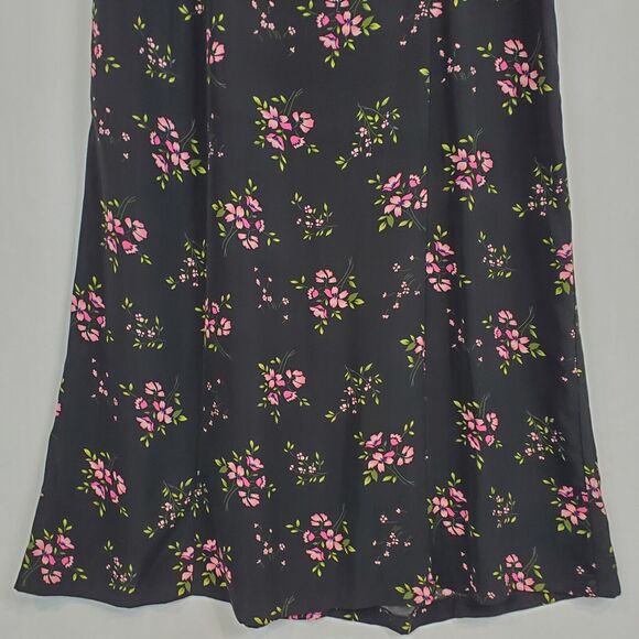 Vintage 90s Studio 1 Maxi Dress Round Neck Black Floral Pheobe Buffay Friends - Picture 9 of 11